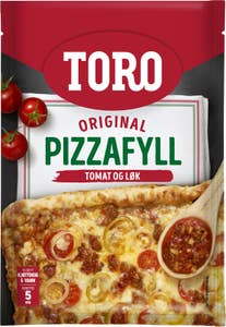 Pizzafyll med tomat og løk