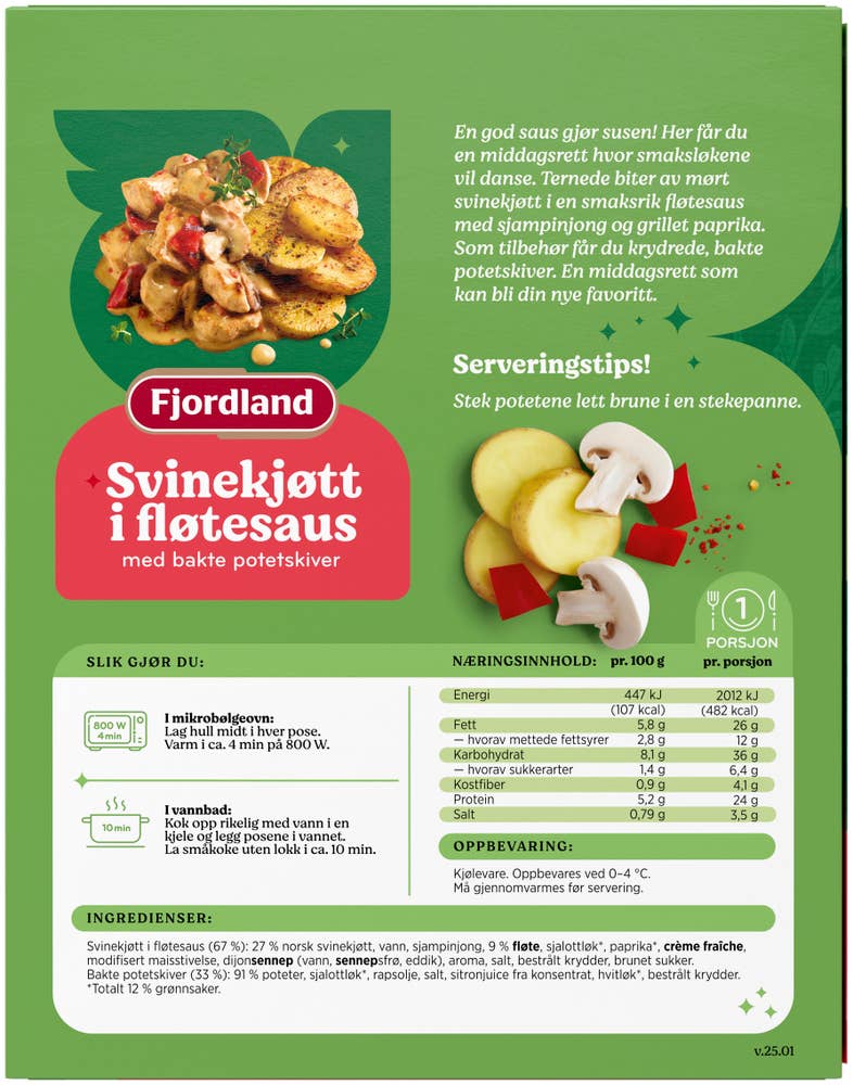 Fjordland Svinekjøtt i fløtesaus