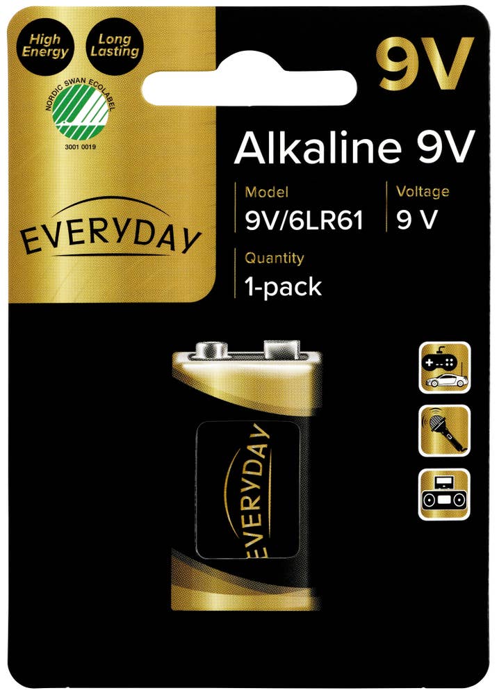 Everyday Batteri 9V/6LR61 Alkalisk