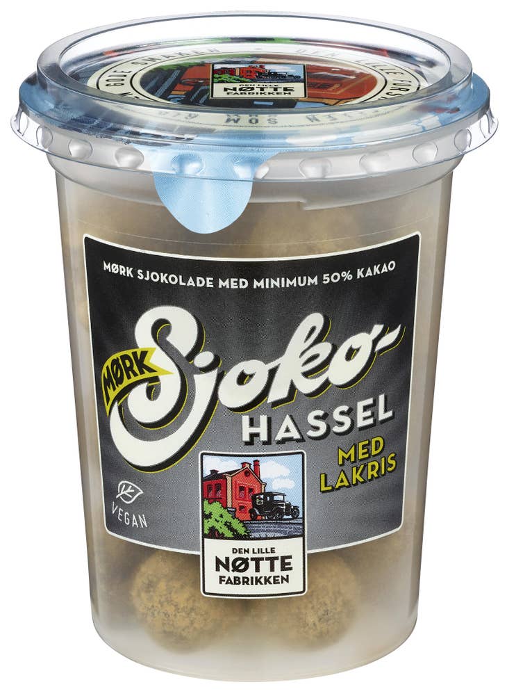 Den Lille Nøttefabrikken Mørk Sjokohassel Lakris Beger