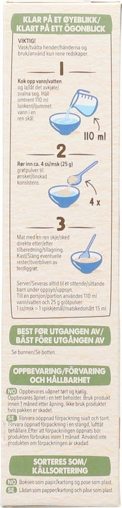 Nestlé Min fullkornsgrønt God natt Fra 6 mnd