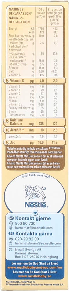 Nestlé Min Fullkornsgrøt eksotiske frukter fra 1-3 år