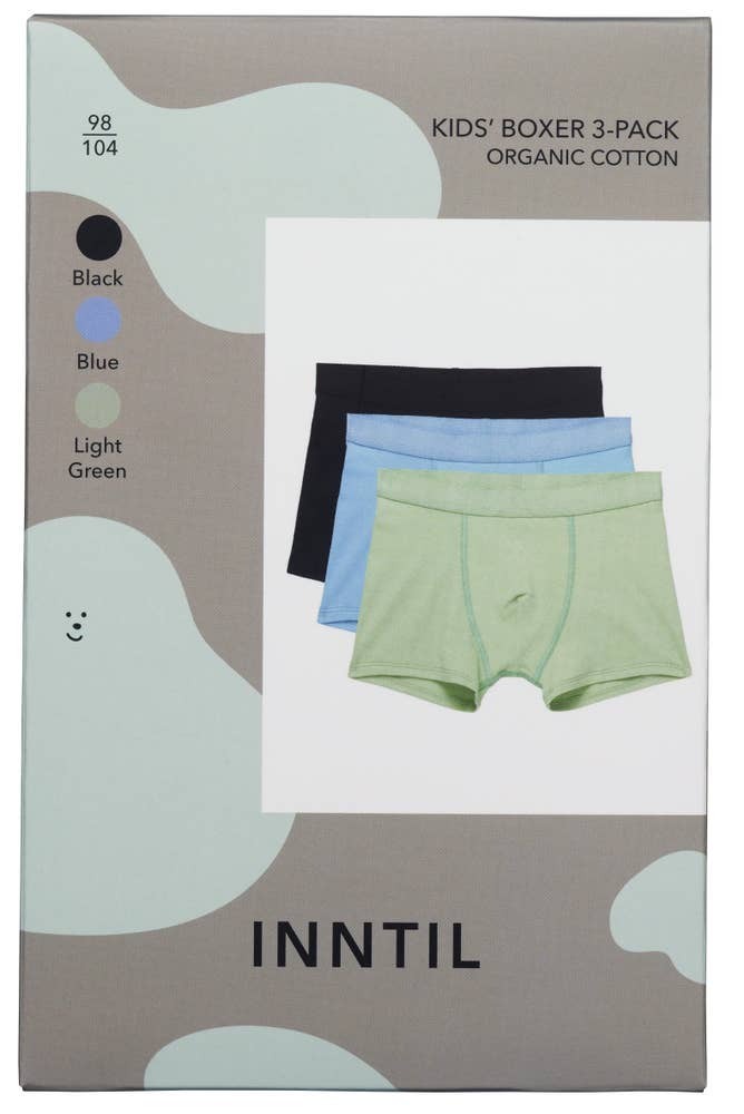 Inntil Bokser Tre farger, barn str. 98-104