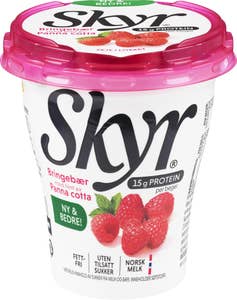 Q Skyr bringebær og pannacotta