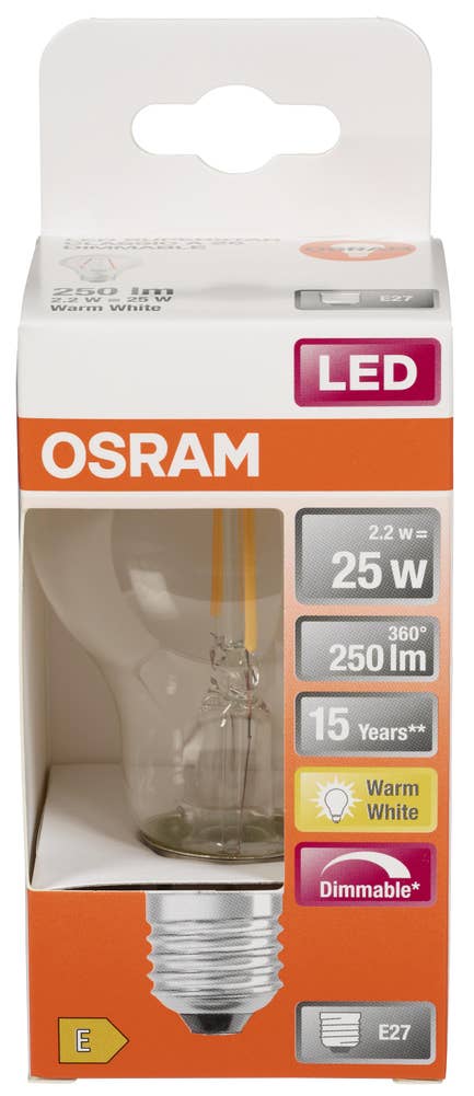 Osram Led Superstar Cl A FIL 25 Dim Klar E27