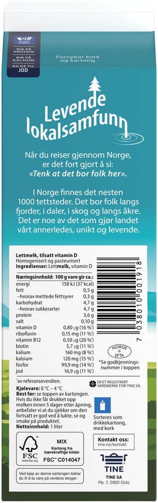 Tine Lettmelk 0,5%