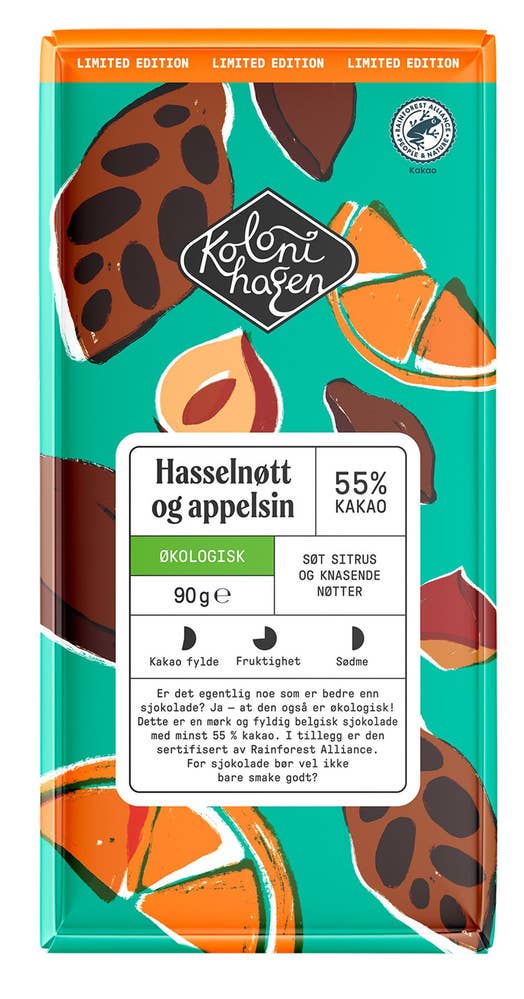 Kolonihagen Økologisk mørk sjokolade appelsin & hasselnøtt