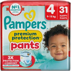 Pampers Buksebleie Premium protection Str. 4, 9-15 kg