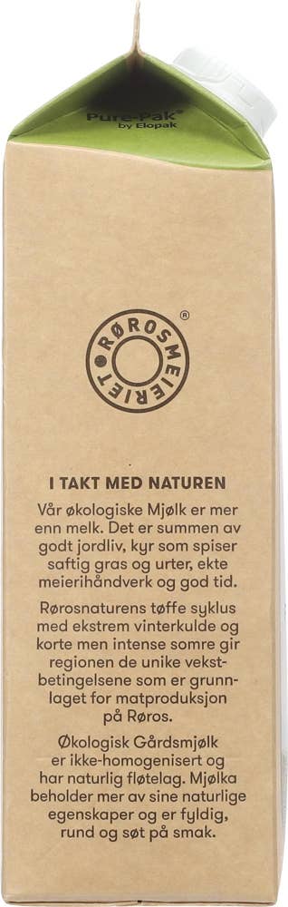 Rørosmeieriet Lett Økologisk Gårdsmjølk ikke Homogenisert
