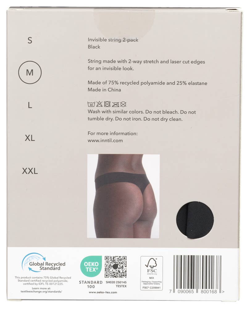 Inntil Sømløs string Sort, str. M