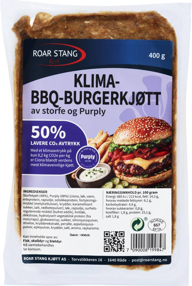 Roar Stang Klima-BBQ-burgerkjøtt Av storfe og Purply