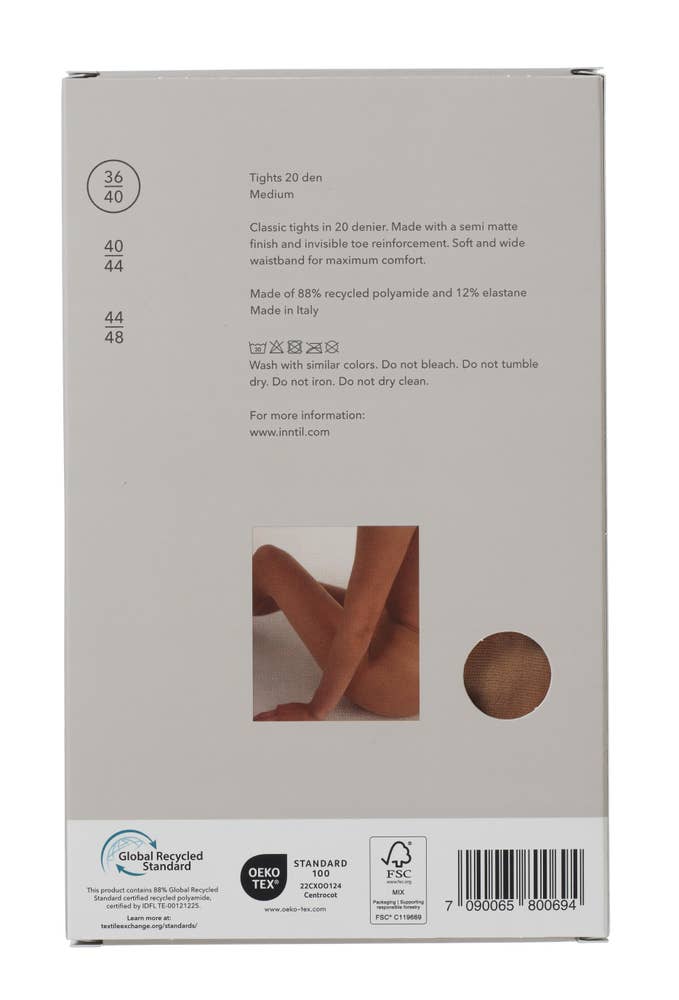 Inntil Strømpebukse 20 DEN Medium, str. 36-40, semi-matt