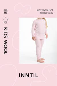 Inntil Ullsett til barn i 100% merinoull Rosa, str 110-116