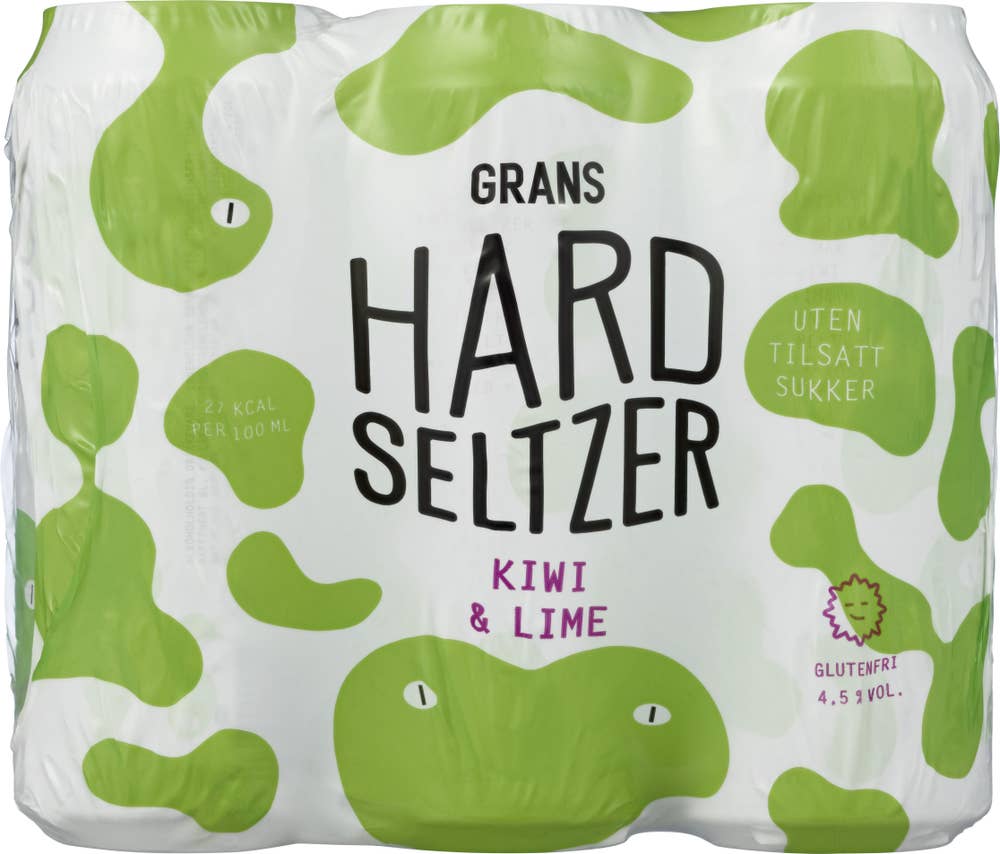 Grans Bryggeri Hard seltzer kiwi & lime 6x0,5 l
