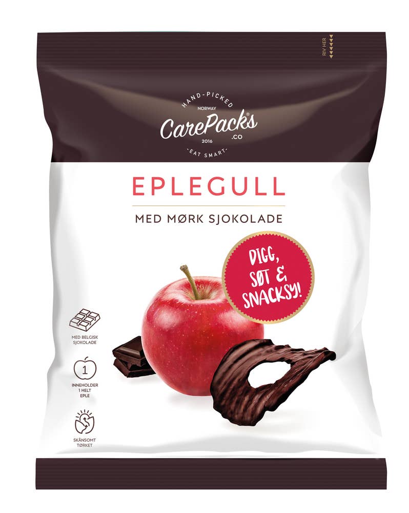 Carepacks Eplegull med mørk sjokolade