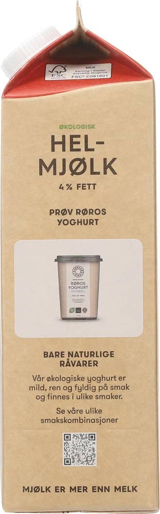 Økologisk Rørosmjølk Hel 4,0% fett