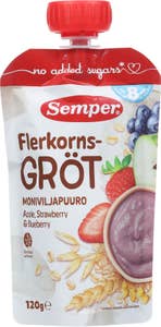 Semper Flerkornsgrøt eple, jordbær og blåbær 8 mnd