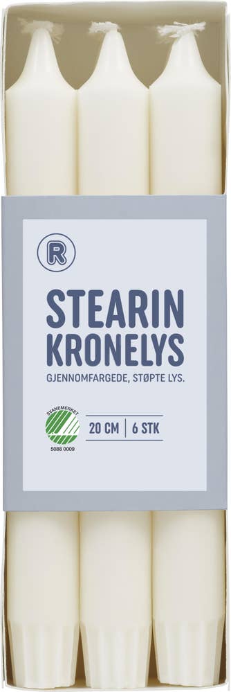 R Stearinlys hvit 20cm