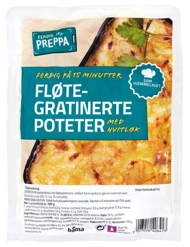 FERDIG PREPPA Fløtegratinerte poteter med hvitløk
