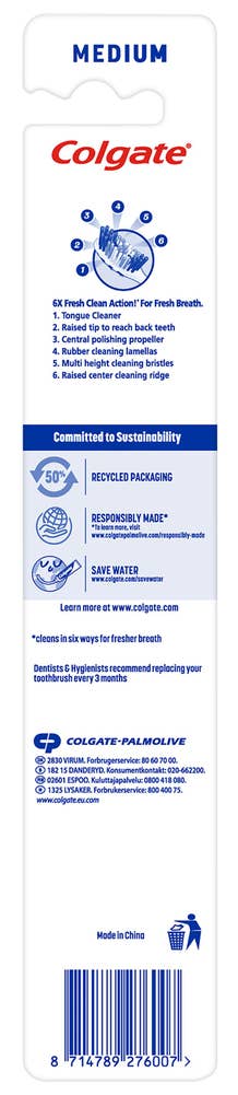 Colgate Tannbørste Max Fresh Medium, Assortert Design