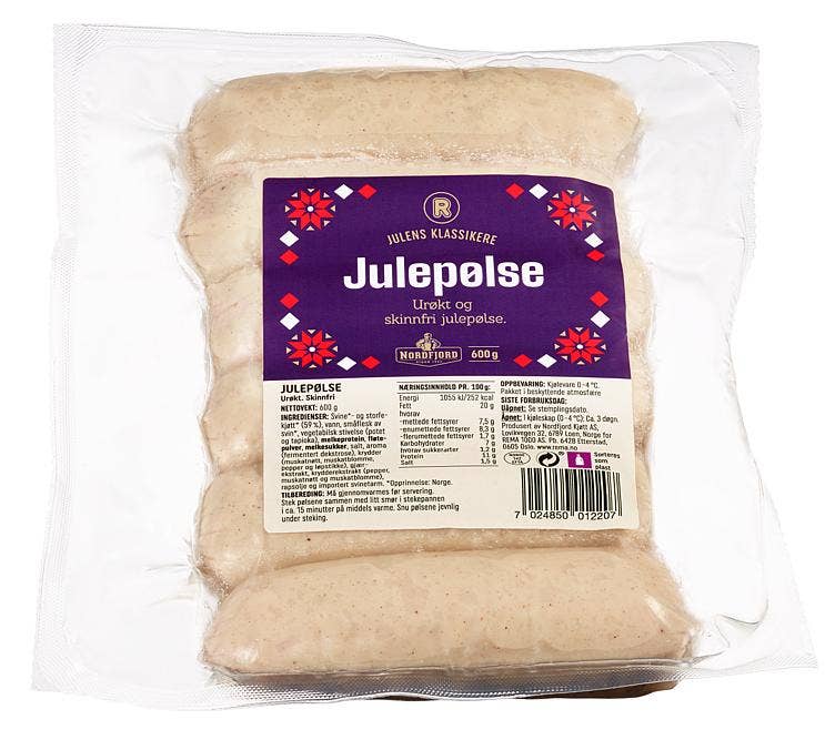 REMA 1000 JULEPØLSE URØKT SKINNFRI