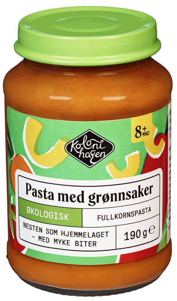 Kolonihagen Pasta med grønnsaker Fra 8 mnd