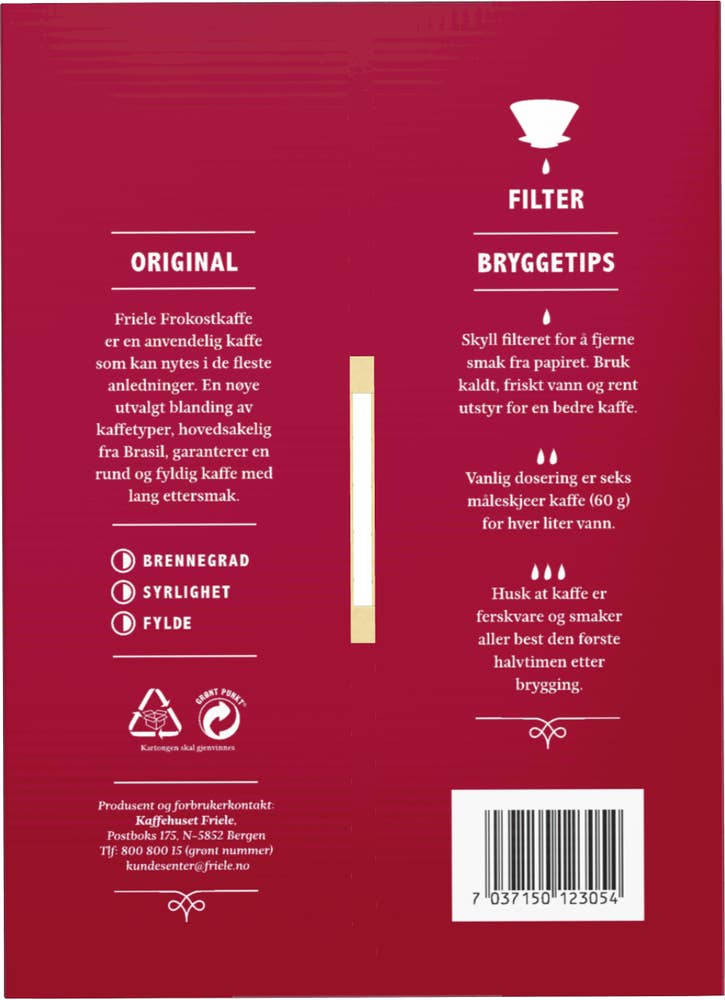 Friele Frokostkaffe Filtermalt, 6 x 250 g