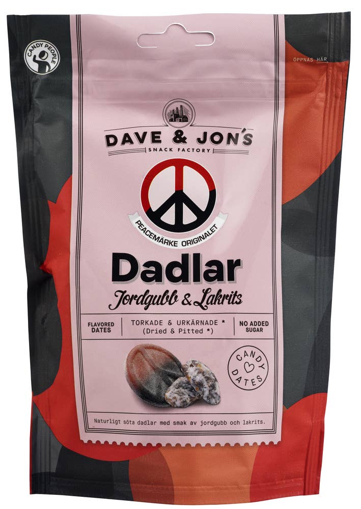 Dave & Jon's Peacemärke dadler Lakris og jordbær
