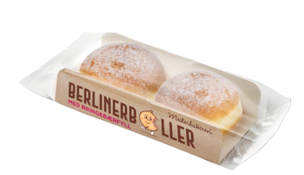 Mesterbakeren Berlinerboller med bringebær