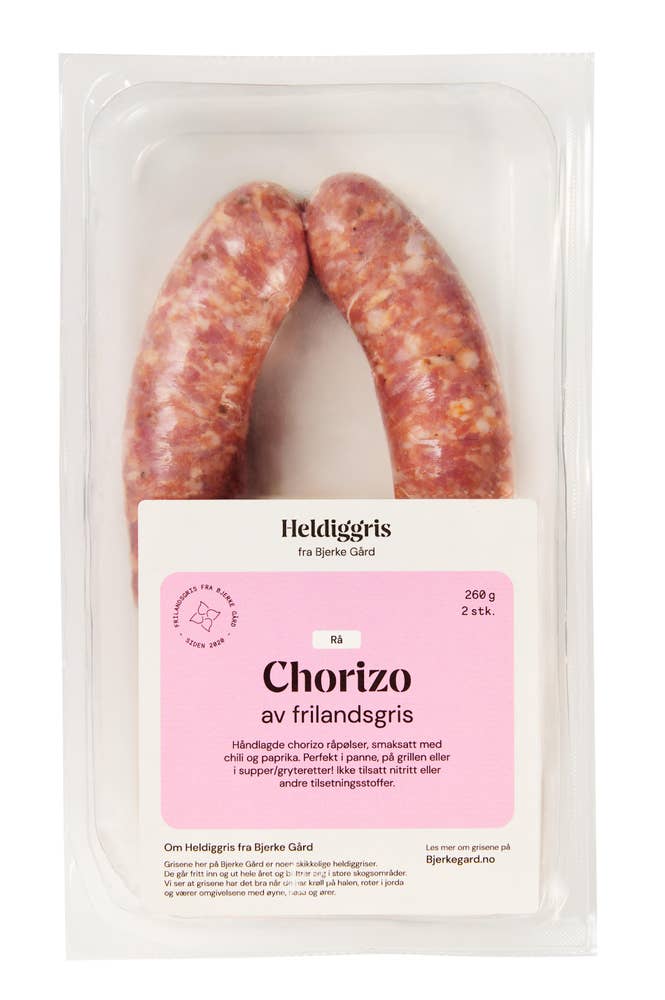 Heldiggris Chorizo rå Frilandsgris 2pk