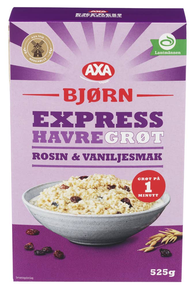 Express havregrøt Rosin og vaniljesmak, 525 g