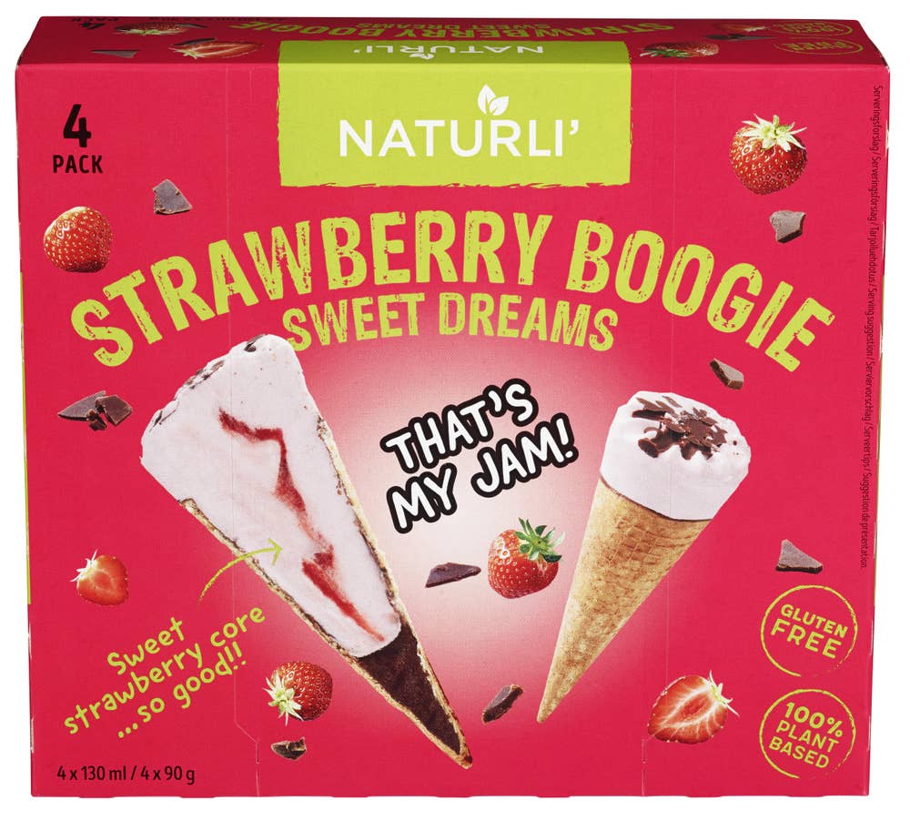 Naturli' Krone-is med jordbær 4-pk