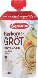 SEMPER Flerkornsgrøt eple, fersken og aprikos 8 mnd