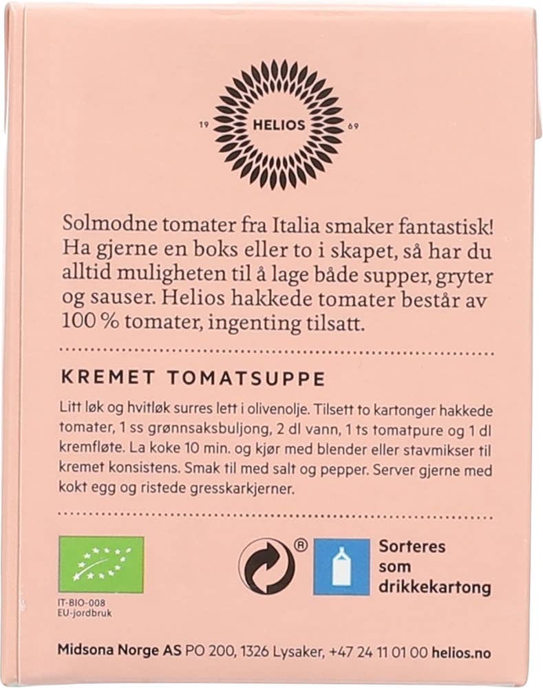 Helios Hakkede tomater Økologisk