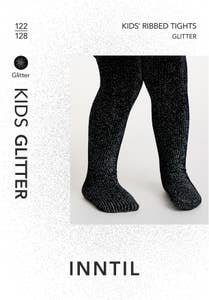 Inntil Sorte glittertights til barn Str 122-128