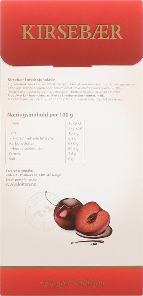 Løiten Fruktsjokolade med kirsebær