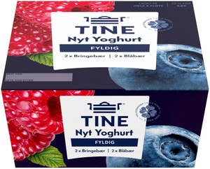 TINE Nyt yoghurt blåbær og bringebær 4x125g