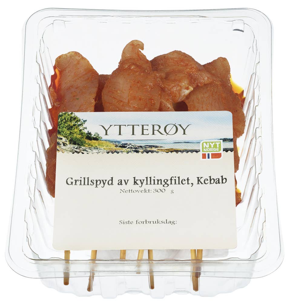 Ytterøy Kebab Grillspyd Av Kyllingfilet Rå