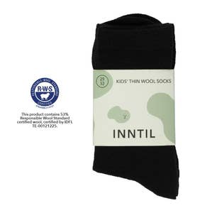 Inntil Tynne barnesokker i ullblanding Sort, str. 29-32