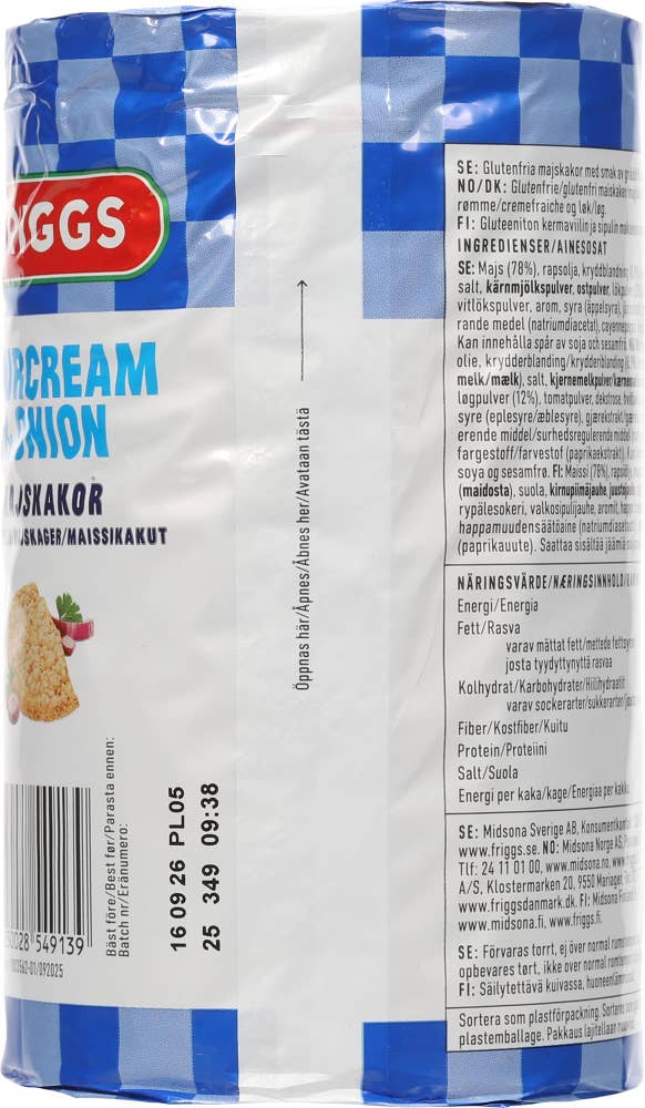 Friggs Glutenfrie maiskaker sourcream & onion