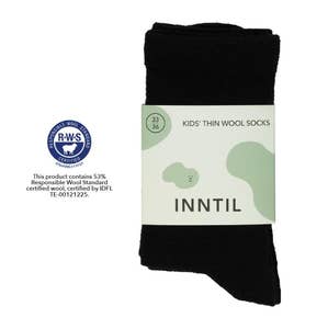 Inntil Tynne barnesokker i ullblanding Sort, str. 33-36