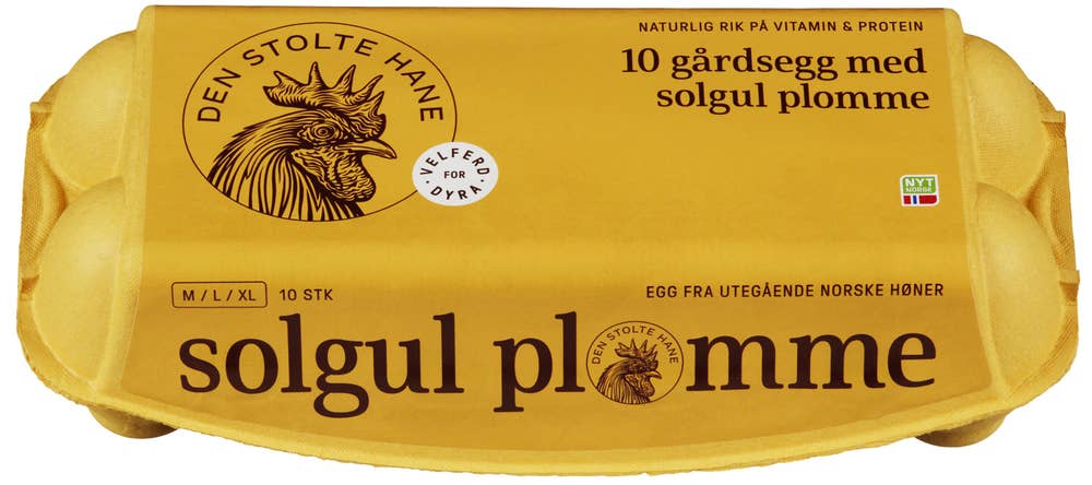 Den Stolte Hane Solgule Egg Fra Frittgående Høner Str M/L/XL