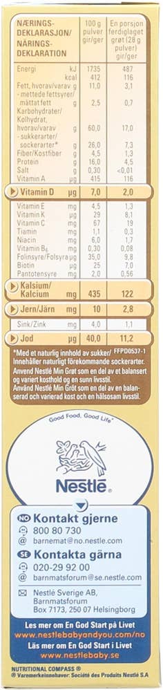 Nestlé Min Fullkornsgrøt yoghurt, pære og banan fra 8 mnd