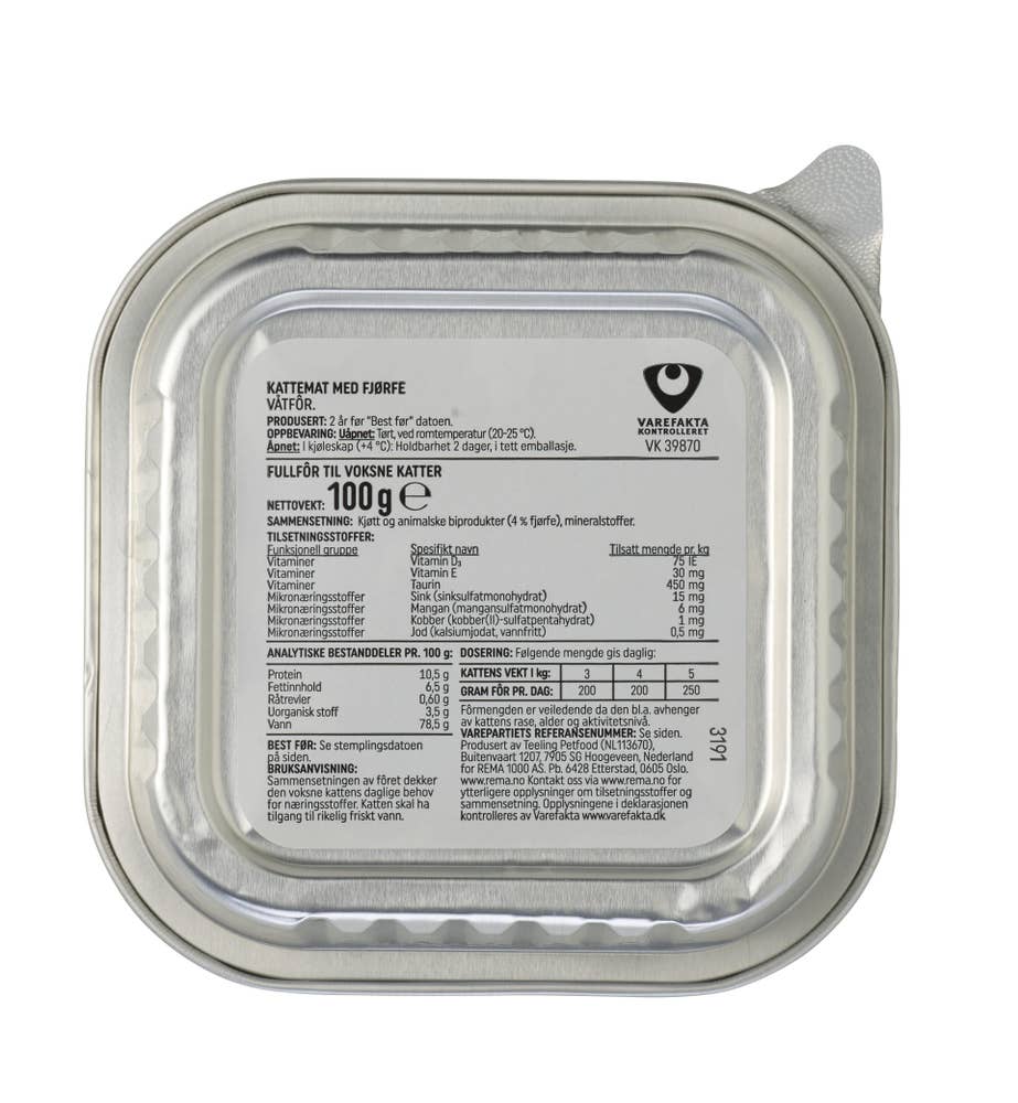 Prima Lavpris Kattemat med fjærkre
