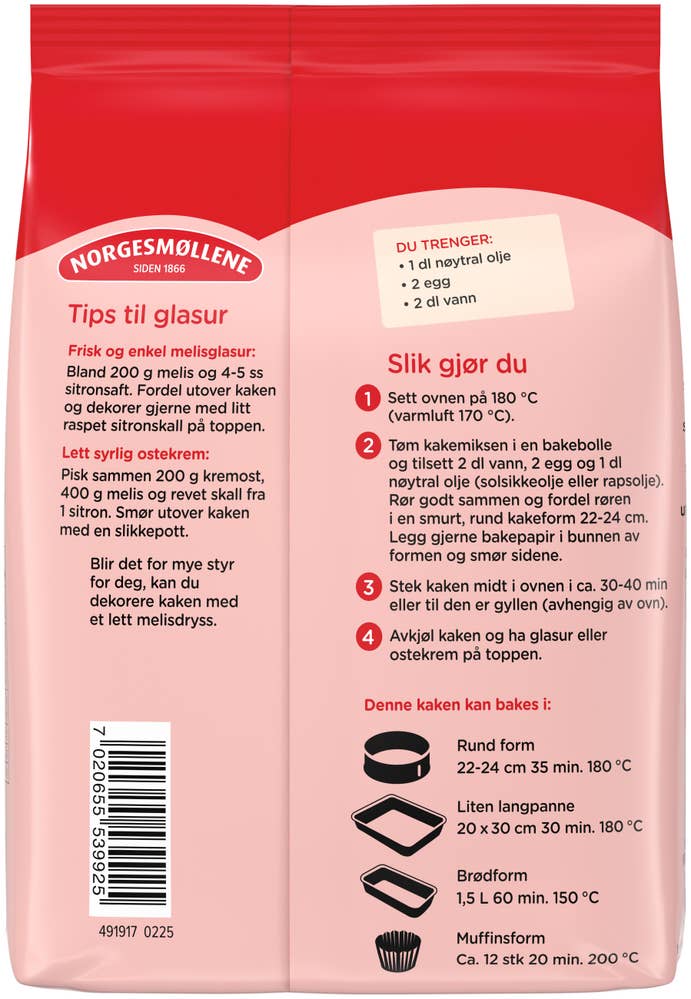 Norgesmøllene Saftig sitronkake