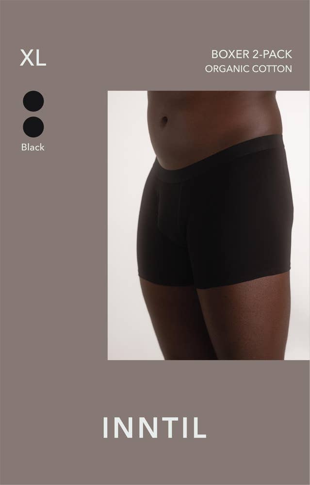 Inntil Bokser i økologisk bomull Sort, str. XL