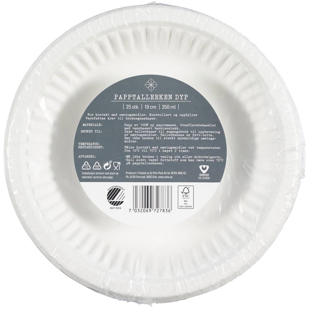 REMA 1000 Papptallerken dyp 19cm