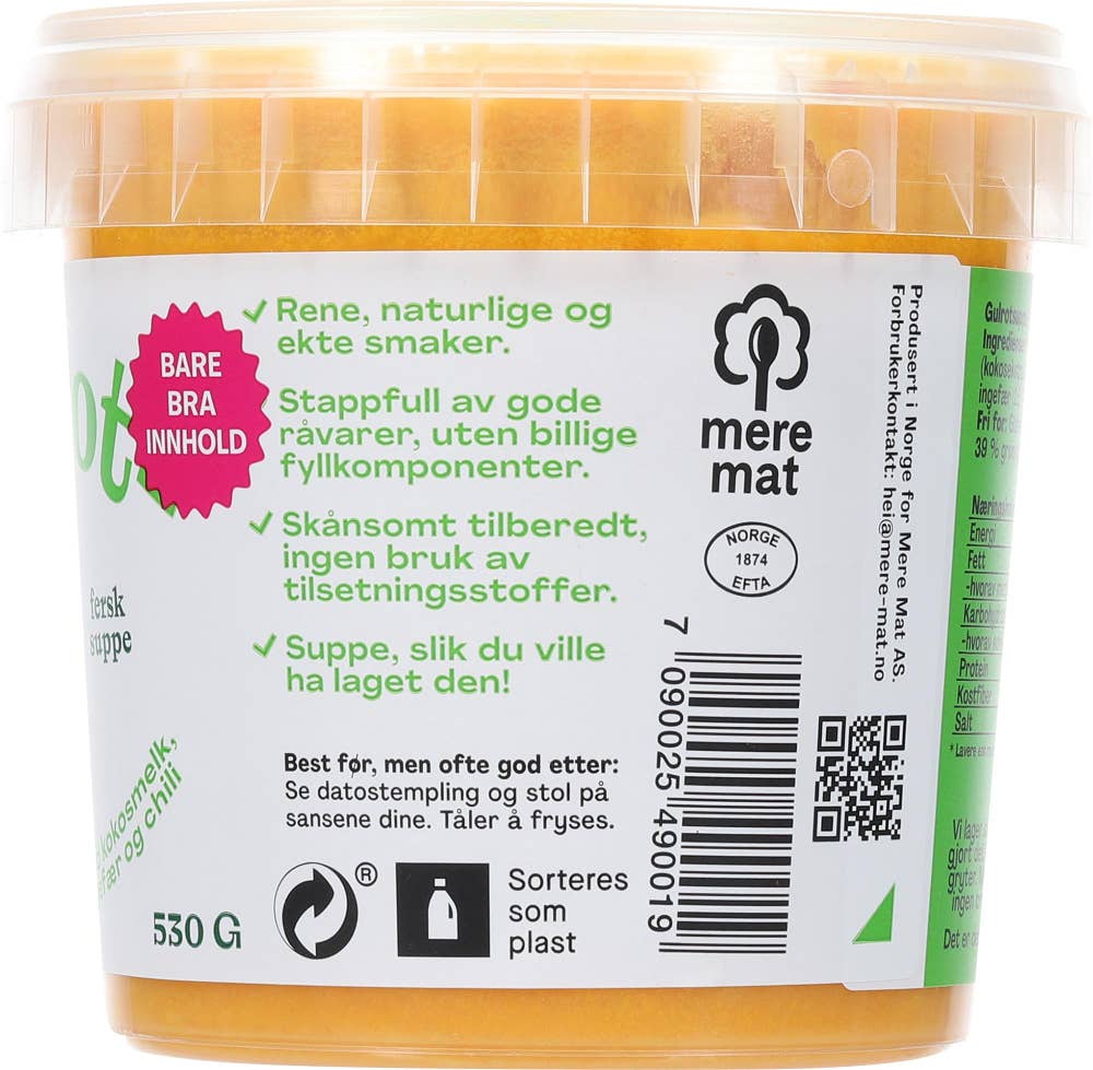 Mere Mat Suppe med gulrøtter, chili og ingefær