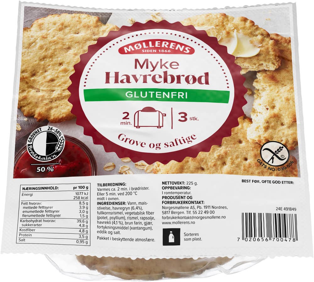 Møllerens Myke Havrebrød Glutenfri
