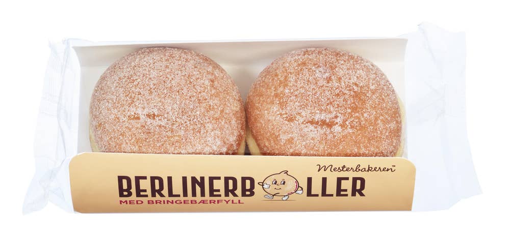 Mesterbakeren Berlinerboller med bringebær